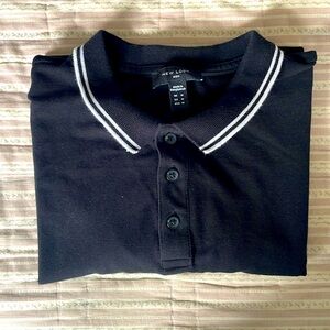Men’s slim fit, black, and white polo